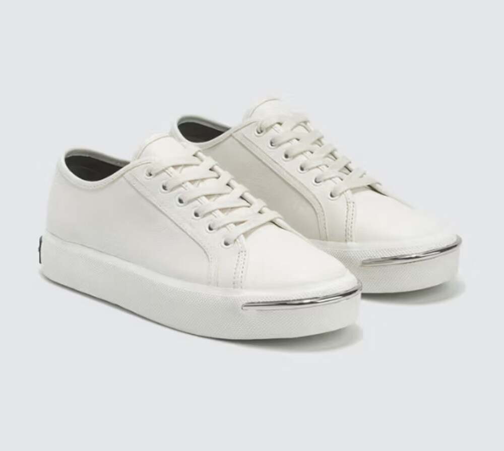 ALEXANDER WANG Pia Leather Sneakers White Low Top Lace Up Women's 38/US 8